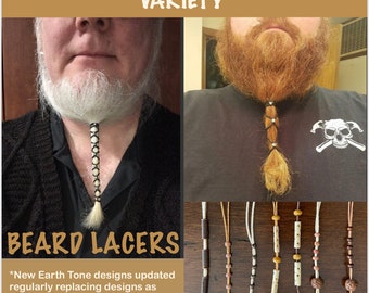 Beard Hair lacers. Earth Tones. Many designs to choose from. Beard accessory,  Beard ties, dreadlocks, hair.