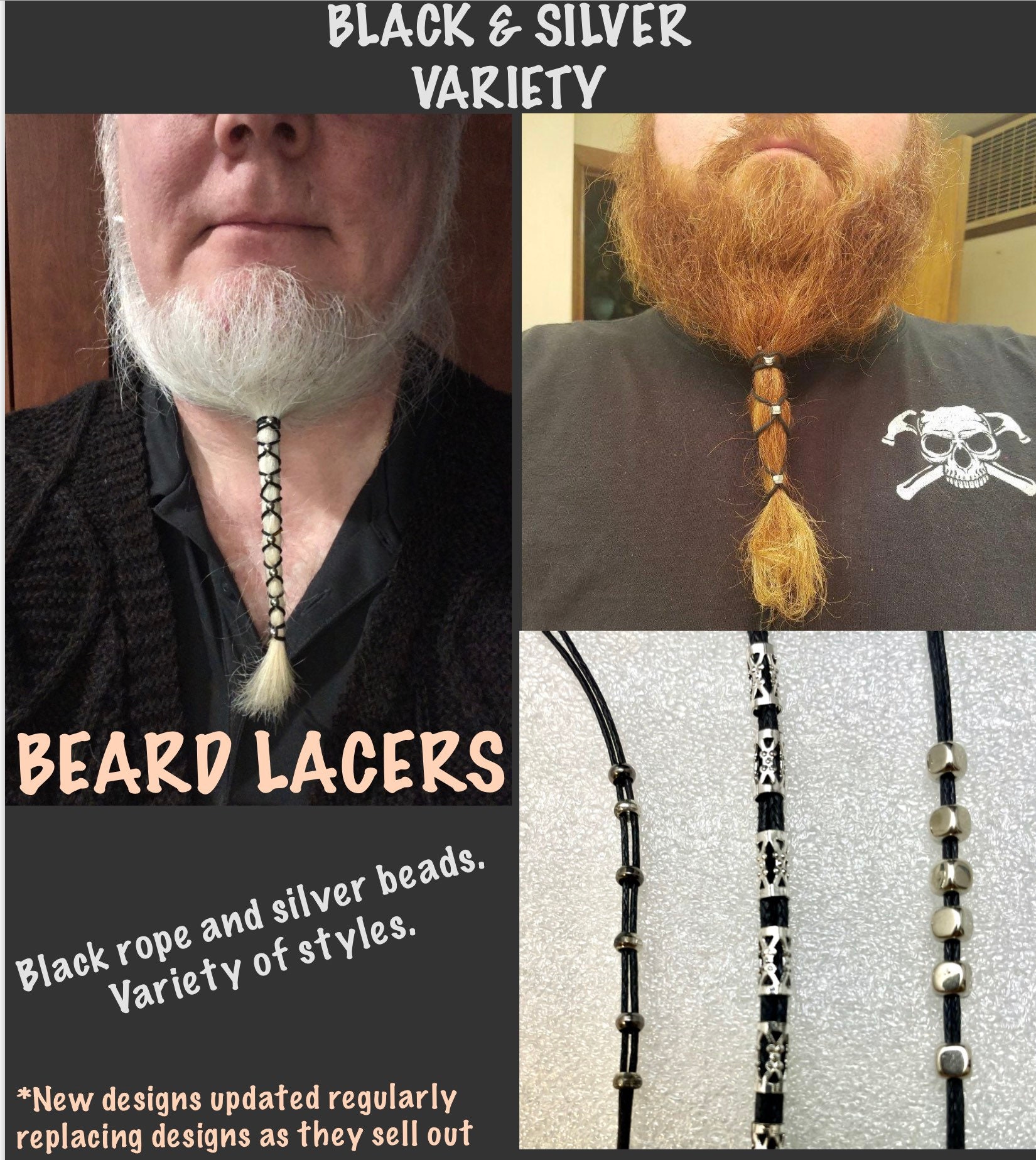 Viking Beard Loose Beads for Needlework Spacer Beads Fit Beards or Hair  Decorations Accessories Skull Braid Dreadlock Tube Rings