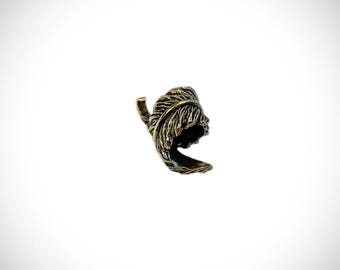 Large hole Bead for beards or dreads. Bronze Wraparound Feather Bead
