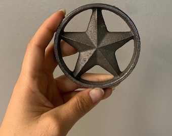 Metal Star, 2 designs to choose from, Cast Iron Round Star, double faced or flat on back, Western Star,  Lonestar
