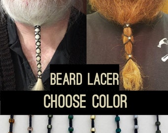 Beard lacers choose color. Black rope with glass beads