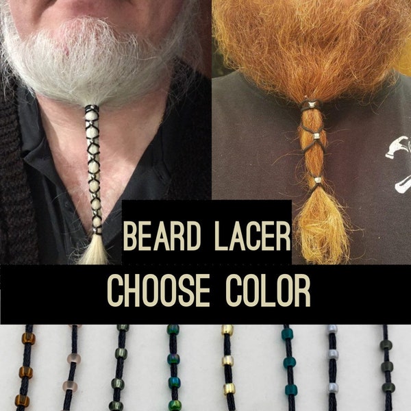 Beard lacers choose color. Black rope with glass beads