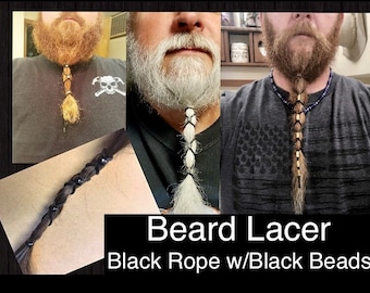 Mens Beard Lacer Black on Black beard accessory
