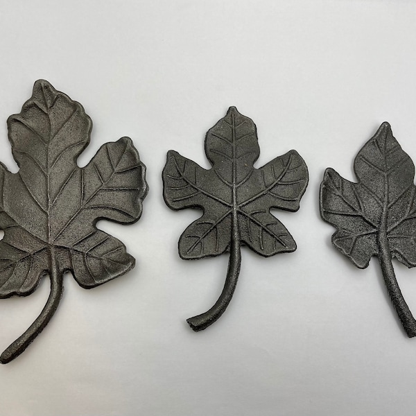 Metal cast iron maple leaf, grape leaf, choose 3 sizes, autumn leaves, cast iron leaf, leaves
