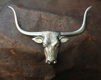 Metal Flat 3d Longhorn cow, steer, magnetic, bull cowboy cattle western