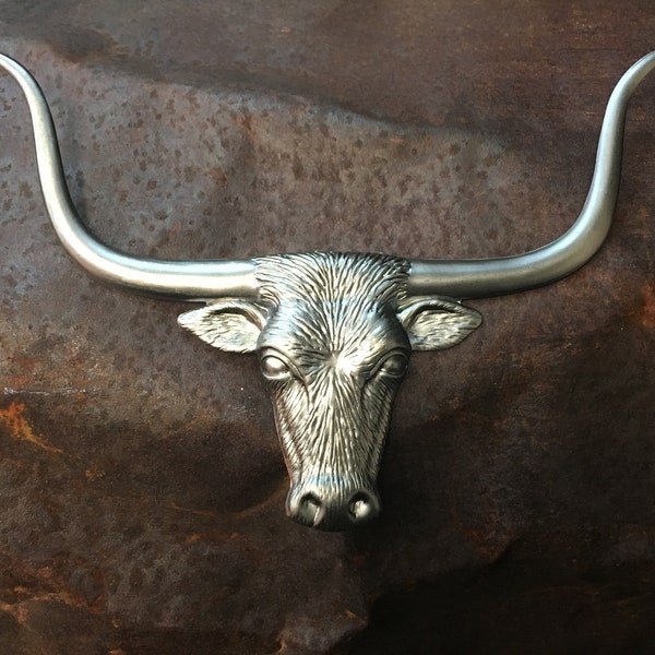 Metal Flat 3d Longhorn cow, steer, magnetic, bull cowboy cattle western