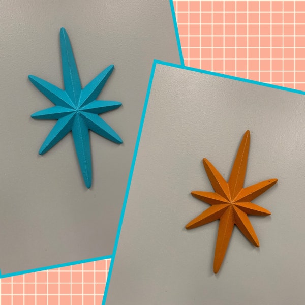 Atomic Starburst Orange and Teal Cast Iron Starburst Mod Mid Century Design