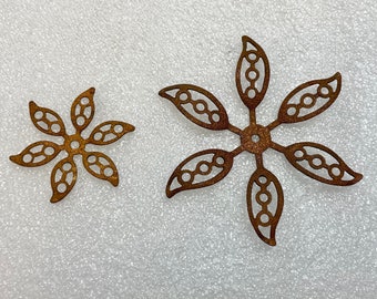 Flower with hole copper coated 6 petal flower with center hole medallion daisy