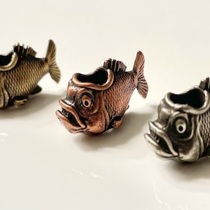 Großloch Perle für Bärte, Dreads, Paracord, zur Schmuckherstellung. Fischperle in silber, kupfer oder bronze. Bartperle