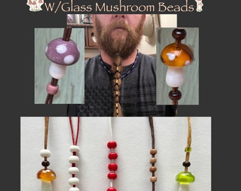 Beard Lacer with Glass Mushroom Beads choose color