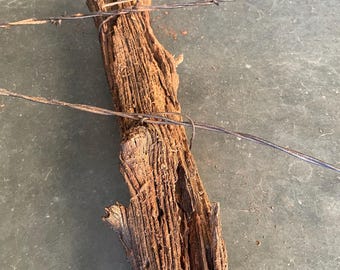 Real Barbed Wire Fence Section from old Farm. Over 4 feet long western fence with posts and barbed wire.