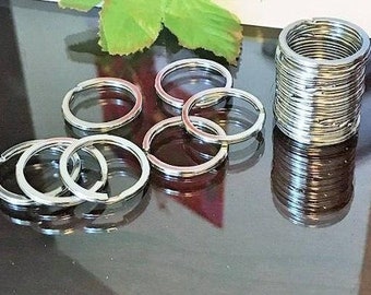 10 Stainless Steel Keyrings Split  Rings 25mm / 30mm Flat Wire