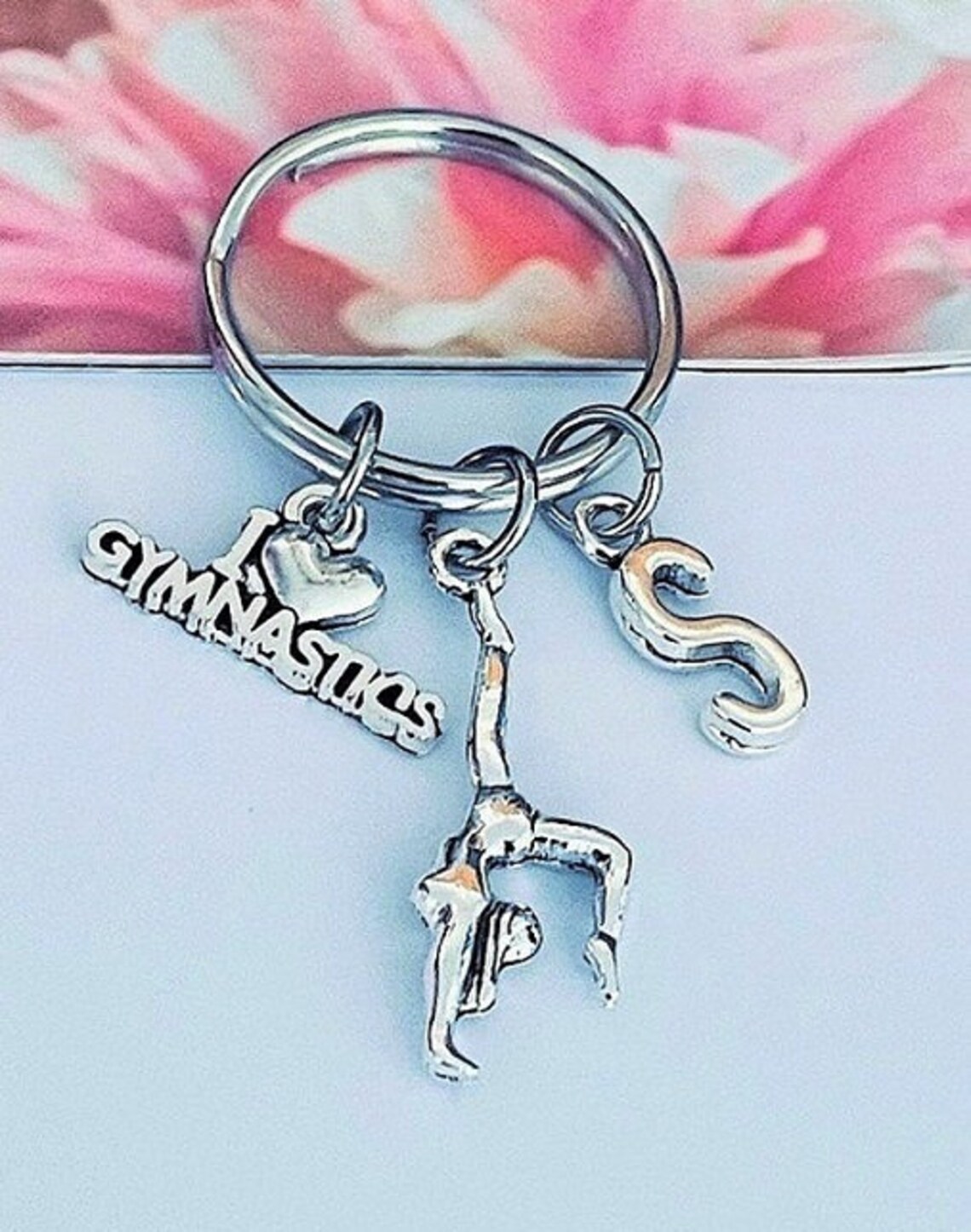 SALE Gymnastics Keychain Initial Keycharn I Love Etsy