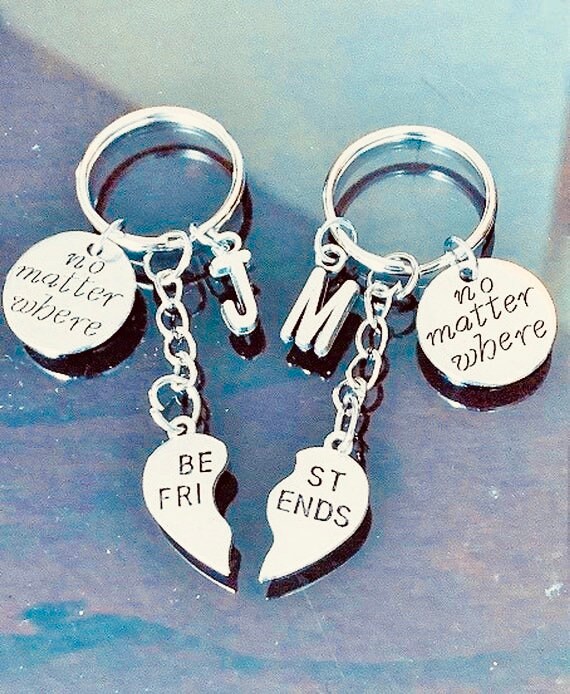 SALE Set of 2 No Matter Where Best Friend Keychains Initial Keychains Bff Keychains Friendship Sister Christmas Gift. Etsy