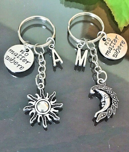 SALE - Set of 2 Sun and Moon Keychains, No matter where Friends keych…
