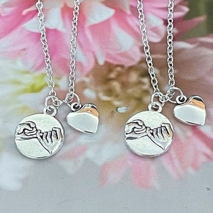 SALE - Set of 2 Pinky Promise Necklace, Pinky Promise Heart Best Friend Necklace, Friendship, Sister, Christmas Gift.