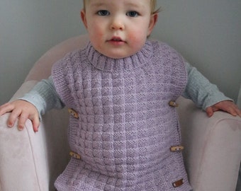 Girls Woollen Pink Poncho, Pink Tunic Top (Hand knitted)