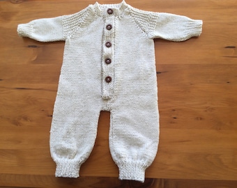 Wool Baby Suit, Baby Bodysuit, Baby jumpsuit, Baby one piece (Hand Knitted)