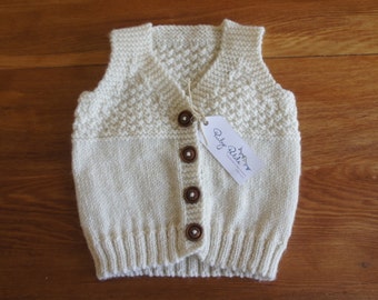 Cream Wool Baby Vest (Hand Knitted)