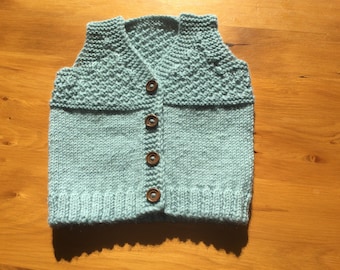 Green Wool Baby Vest (Hand Knitted)