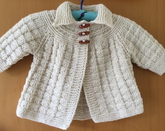 Knitted Cream Wool Baby Coat