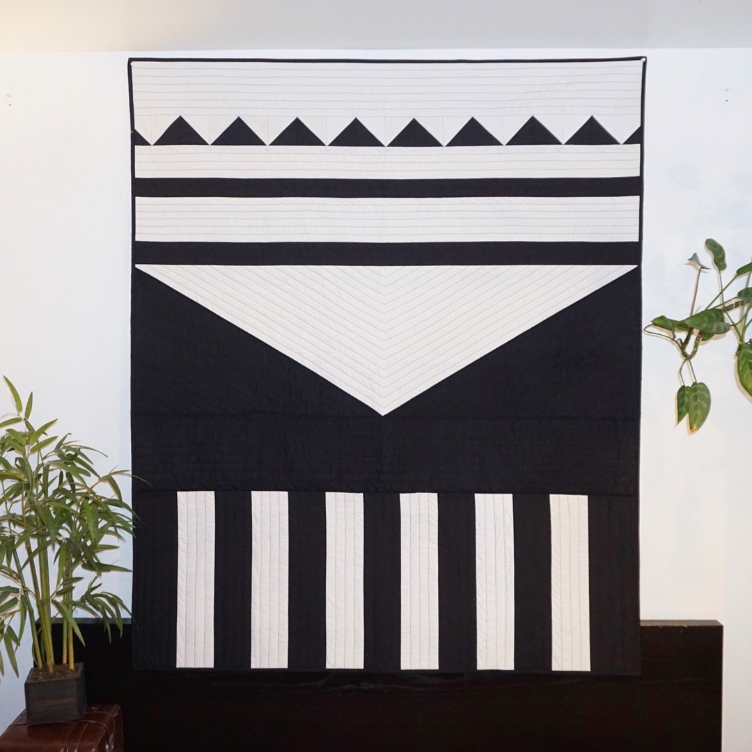 Modern Black and White Quilt No. 08 - Etsy