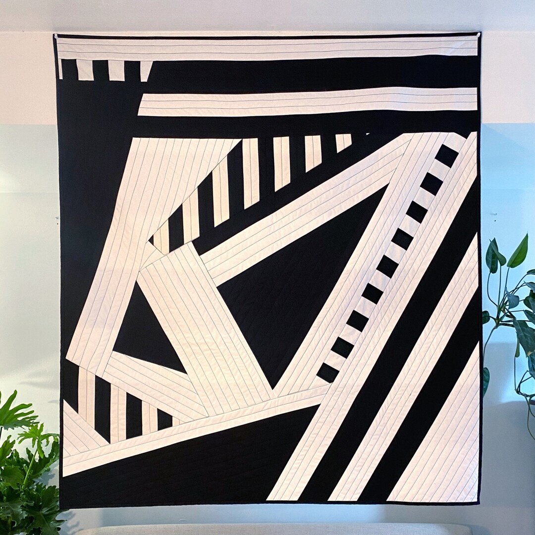 Modern Black and White Quilt No. 18 - Etsy