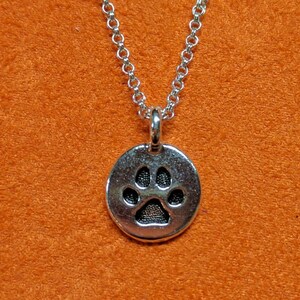 Dog Paw Necklace or Key Ring, Minimalist Necklace, Animal Paw Charm, Simple Necklace, Dog Lover Jewelry, Tiny Charm Circle Pendant