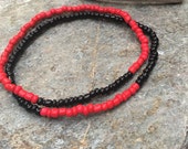 anklets beaded anklets red black anklets ankle bracelet seed beads bohemian anklets custom minimalist yoga beaded anklet unisex Game day