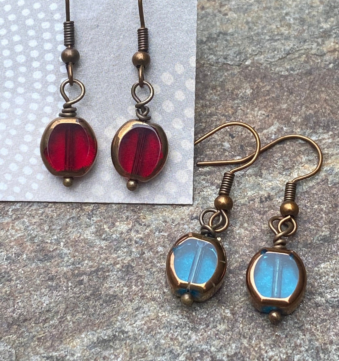 Red glass earrings Clearance