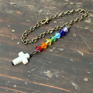 cross car charm crystals 7 chakra car charm SUV decoration yoga balancing protection gift for new driver birthday friend  him her bag charm