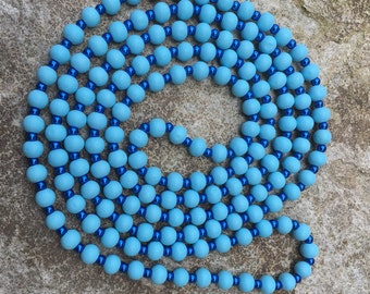 sky blue wood bead necklace long beaded necklace double wrap necklace necklace Game Day necklace bohemian 62 inches  Lavish lucy designs