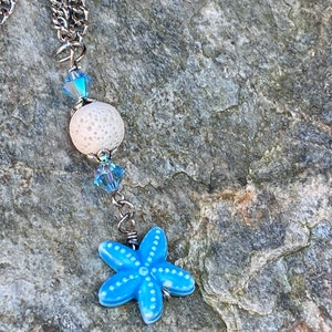 Starfish car charm rear view mirror beaded car charms ocean blue glass lava stone beaded bohemian car hanging beach decor mirror charms image 9