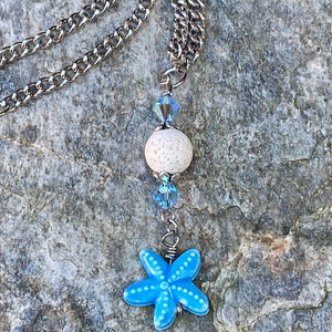 Starfish car charm rear view mirror beaded car charms ocean blue glass lava stone beaded bohemian car hanging beach decor mirror charms image 2