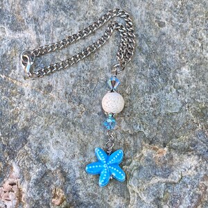 Starfish car charm rear view mirror beaded car charms ocean blue glass lava stone beaded bohemian car hanging beach decor mirror charms image 6