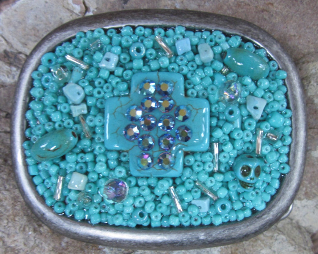 Boucle de ceinture Navajo en argent, turquois... | Sculptures