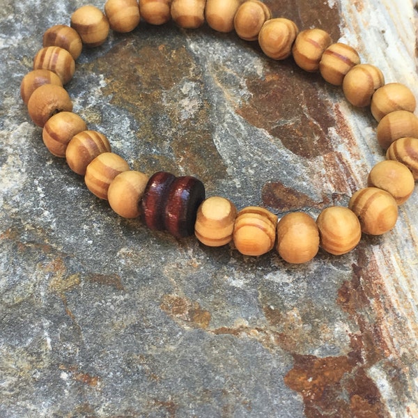 27 bead wood mala stretch bracelet mens women's bracelets gift for her him yoga  simple quarter mala prayer beads spirituality yoga healing