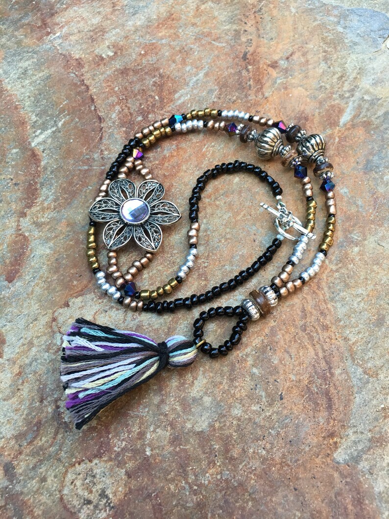 tassel necklace eyeglass holder eyeglass chain Boot bling long Beaded tassel necklace seed bead necklace Bohemian necklace eyeglass chains