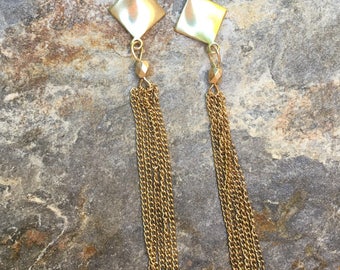 gold tassel earrings long dangle earrings gold gold chain tassel earrings gift for her dangle earrings