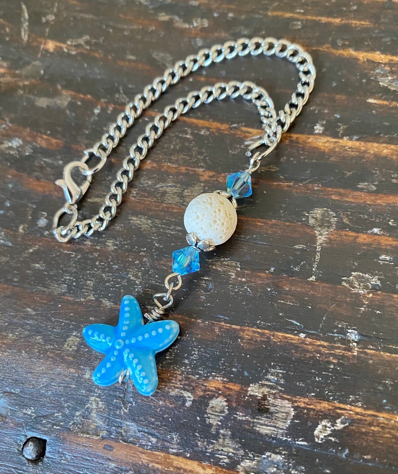 Starfish car charm rear view mirror beaded car charms ocean blue glass lava stone beaded bohemian car hanging beach decor mirror charms image 10