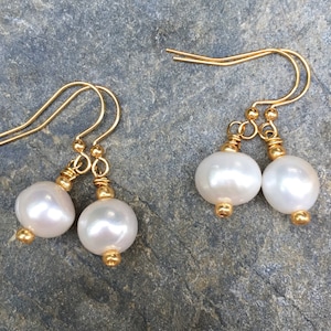 Gold Plated Freshwater Pearl Earrings: Bridal Bridesmaid Jewelry