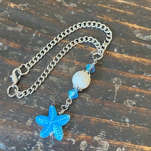 Starfish car charm rear view mirror beaded car charms ocean blue glass lava stone beaded bohemian car hanging beach decor mirror charms image 4