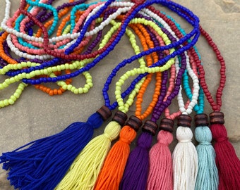 summer necklace Long beaded necklace with tassel custom necklace bohemian necklace boho style seed bead necklace Lavish Lucy designs layer