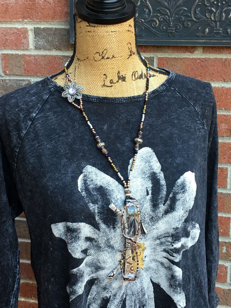 tassel necklace eyeglass holder eyeglass chain Boot bling long Beaded tassel necklace seed bead necklace Bohemian necklace eyeglass chains