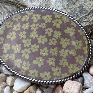 Bohemian belt buckle gold glitter green flowers earth tones hippie chic buckle resin belt buckle mens  belt buckle women's fall accessories