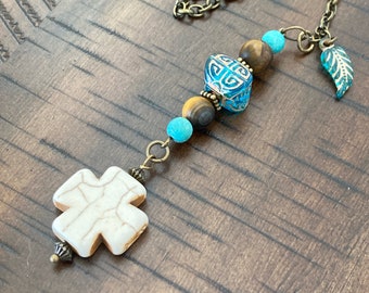 rear view mirror charm cross car charm tigers eye car decor vehicle charms religious gift protection baptism gift