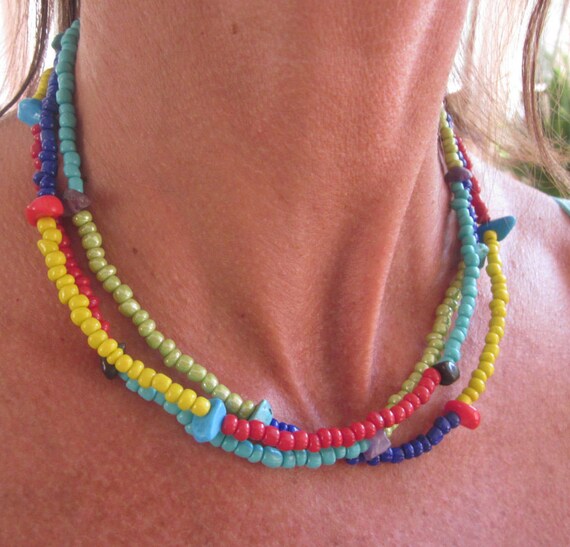 Red Double Wrap Beaded Necklace Red Double Wrap Beaded Necklace