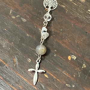 cross car charm tree of life car charm dove car charm labradorite gemstone car charm car decor sun catcher mirror hanging ornament