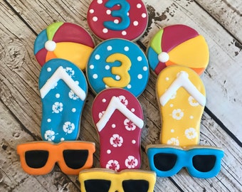 Summer Birthday Cookies | Pool Party Cookies | Beach Birthday Party | Summer Birthday Party | Pool Party | One Dozen