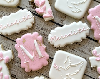 Christening Cookies | Personalized Baptism Cookies | Custom Christening Sugar Cookies